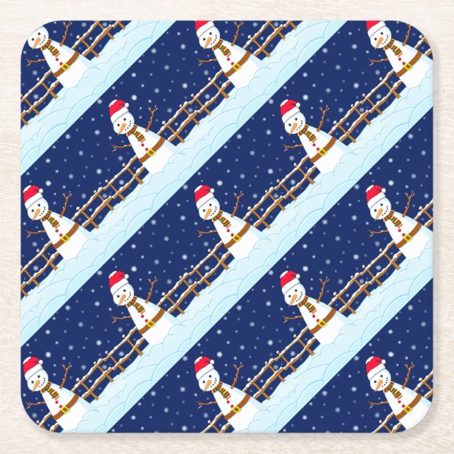 Porta-copo De Papel Quadrado Frosty, o boneco de neve (Frente)