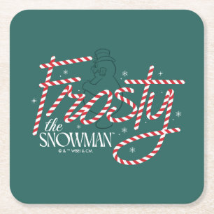 Porta-copo De Papel Quadrado Frosty the Snowman Candy Cane Logo