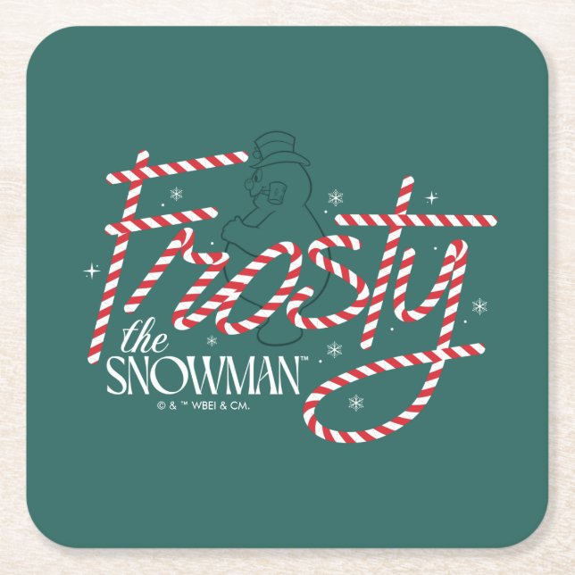 Porta-copo De Papel Quadrado Frosty the Snowman Candy Cane Logo (Frente)