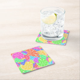 Porta-copo De Papel Quadrado Fruity Tutti Colorful Frutas Fatias