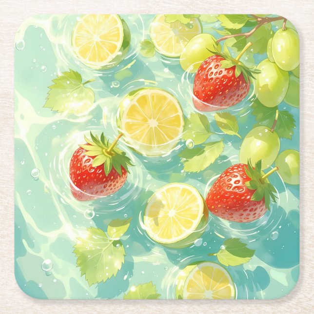 Porta-copo De Papel Quadrado Fruta (Frente)