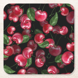 Porta-copo De Papel Quadrado Fruta de cereja a preto
