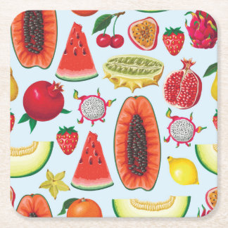 Porta-copo De Papel Quadrado Fruta Exótica: Trendy Impressão Invisível.