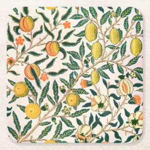 Porta-copo De Papel Quadrado Fruta William Morris Pomegranate Ornamento Branco