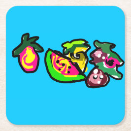 Porta-copo De Papel Quadrado Frutas arte divertida 