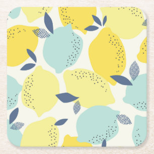 Porta-copo De Papel Quadrado Frutas de citros, padrão contínuo vibrante.