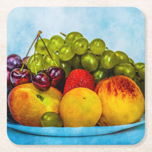 Porta-copo De Papel Quadrado Frutas de Verão