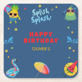 Porta-copo De Papel Quadrado Frutas engraçadas e engraçadas Festa de aniversári