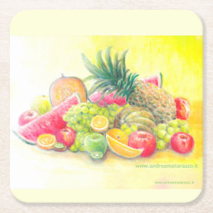 Porta-copo De Papel Quadrado Frutas felizes