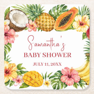 Porta-copo De Papel Quadrado Frutas Tropicais Abacaxi Chuveiro de Bebê Havaiano