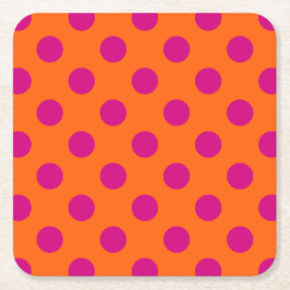 Porta-copo De Papel Quadrado Fuchsia bolinhas em laranja