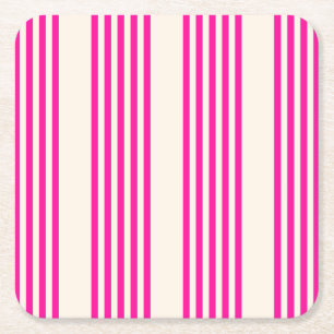 Porta-copo De Papel Quadrado Fuchsia e beige cinco listras padrão