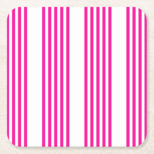 Porta-copo De Papel Quadrado Fuchsia e padrão de cinco faixas brancas