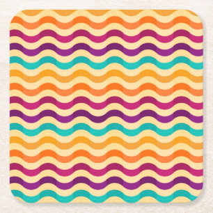 Porta-copo De Papel Quadrado Fundo com as listras em 2 retros