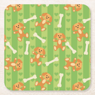 Porta-copo De Papel Quadrado fundo com cães e ossos