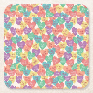 Porta-copo De Papel Quadrado Fundo da forma do amor