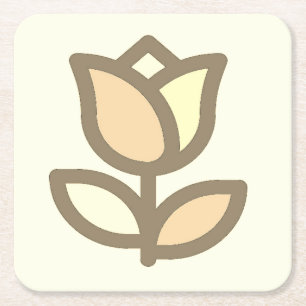 Porta-copo De Papel Quadrado Fundo de creme de flor de tulipa