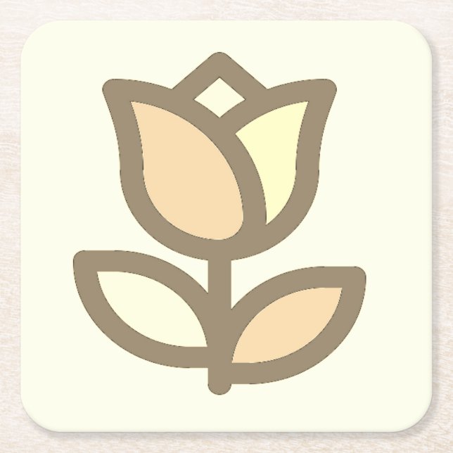 Porta-copo De Papel Quadrado Fundo de creme de flor de tulipa (Frente)