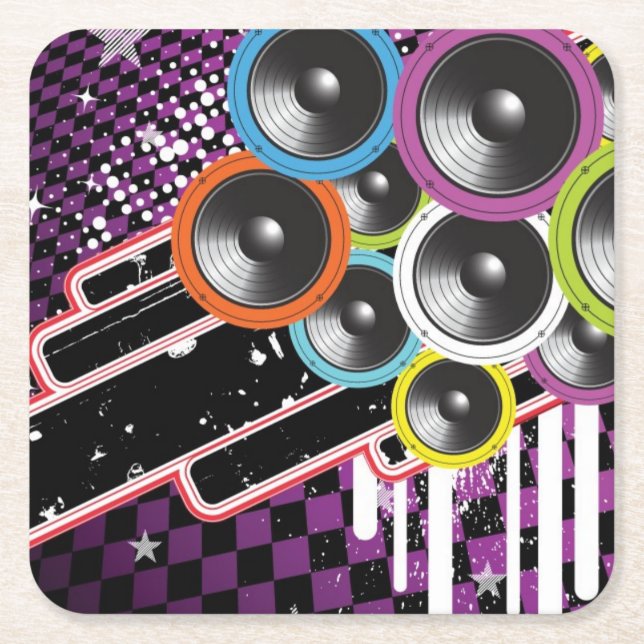 Porta-copo De Papel Quadrado Fundo do Grunge (Frente)