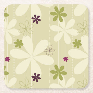 Porta-copo De Papel Quadrado Fundo floral retro