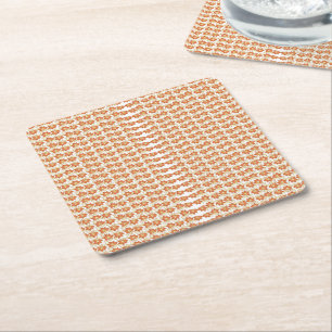 Porta-copo De Papel Quadrado Fundo Laranja e Branco com um Padrão Elegante