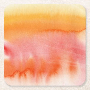 Porta-copo De Papel Quadrado Fundo pintado mão 17 da aguarela abstrata