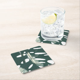 Porta-copo De Papel Quadrado Funky Pale Green Swiss Cheese Plant
