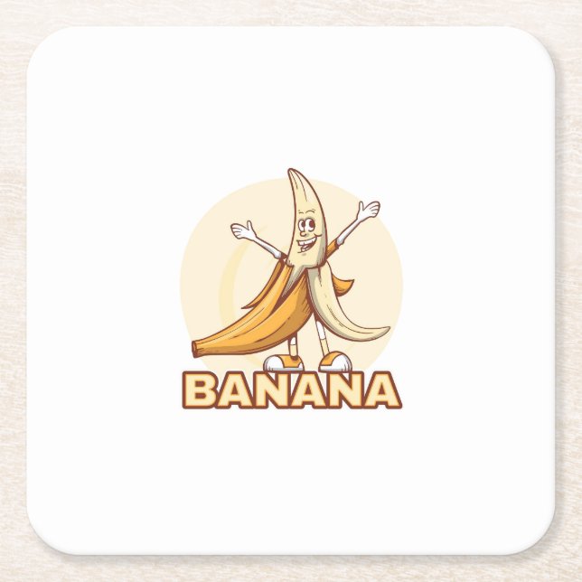 Porta-copo De Papel Quadrado Funny Banana (Frente)