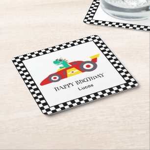 Porta-copo De Papel Quadrado Funny Dinosaur Birthday garoto de corridas
