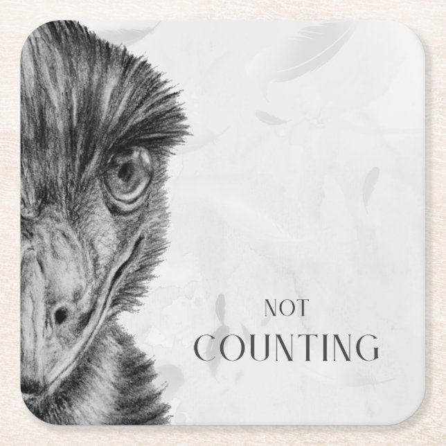 Porta-copo De Papel Quadrado Funny Emu Coaster | Não Contando (Frente)