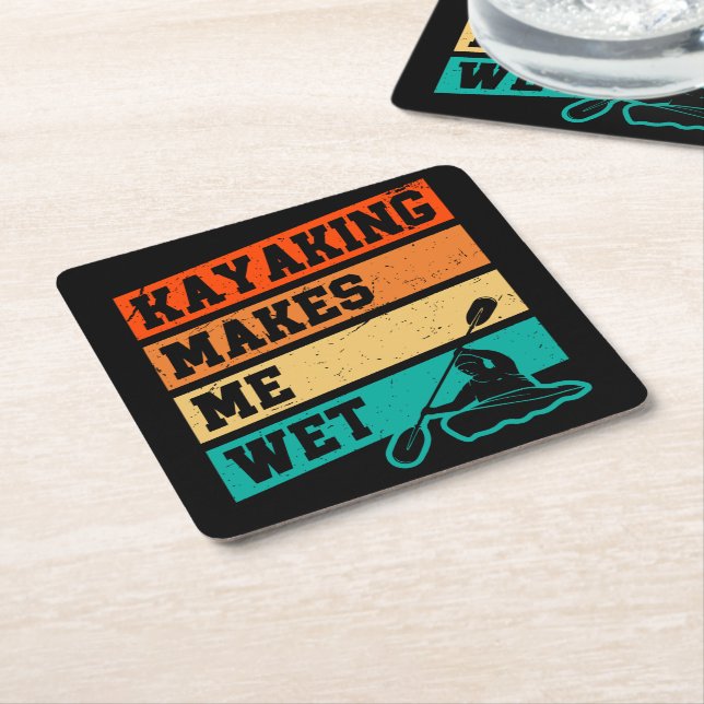 Porta-copo De Papel Quadrado Funny Kayak Lover Kayaking Retro River Kayaker (Inclinado)