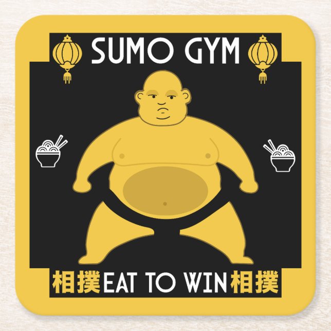 Porta-copo De Papel Quadrado Funny Sumo Wrestler (Frente)
