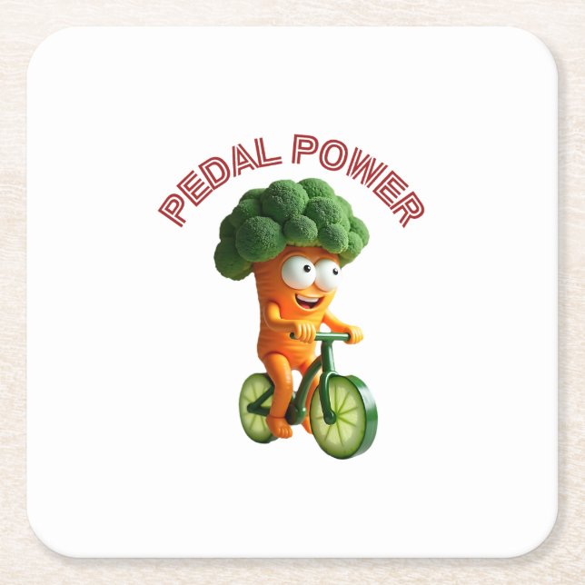 Porta-copo De Papel Quadrado Funny Veggie Rider (Frente)
