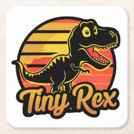Porta-copo De Papel Quadrado Funny Vintage Dinossaur Trex no Sunset Tiny Rex