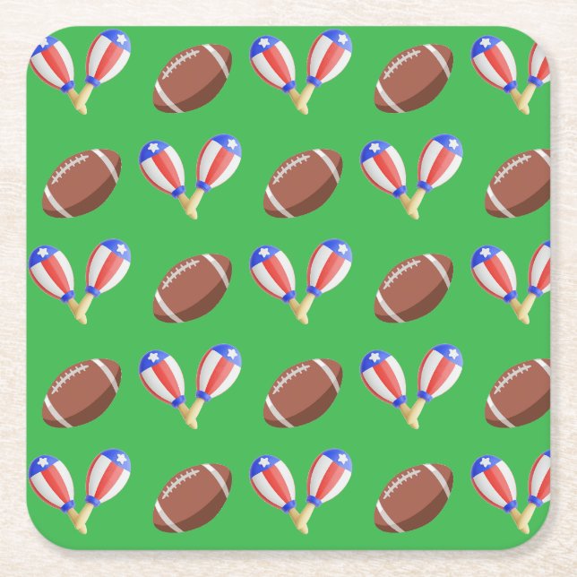 Porta-copo De Papel Quadrado Futebol com tema latino (Frente)