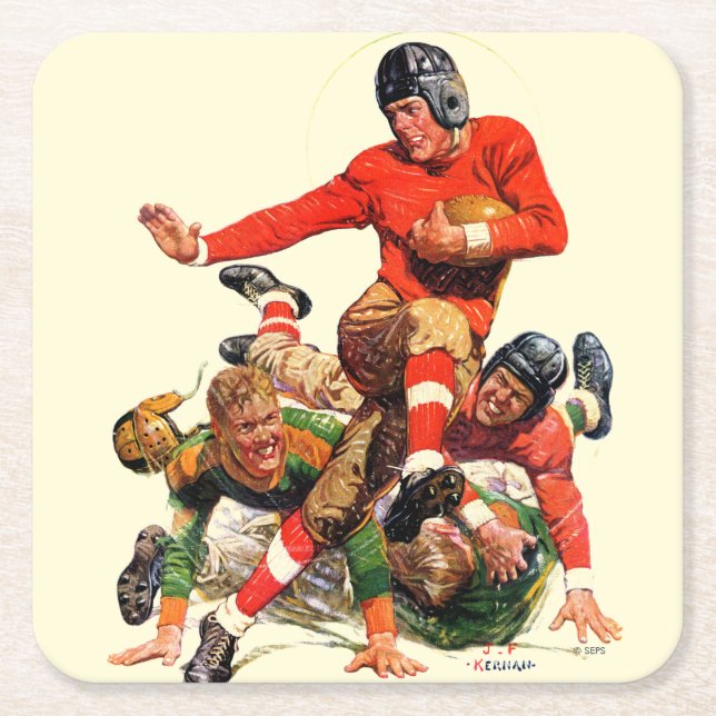 Porta-copo De Papel Quadrado Futebol da faculdade (Frente)