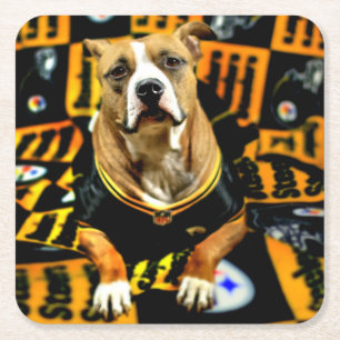 Porta-copo De Papel Quadrado Futebol do Cão de Salvação Pitbull Fanático