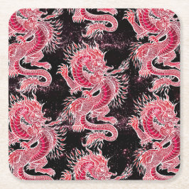 Porta-copo De Papel Quadrado Galáxia do Dragão Vermelho