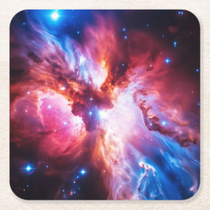 Porta-copo De Papel Quadrado Galáxia Nebulosa Colorida Estrelas Espaço Universo
