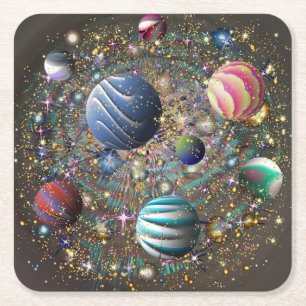 Porta-copo De Papel Quadrado Galaxy Zelariamin
