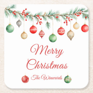 Porta-copo De Papel Quadrado Garland do Partido de Troca de enfeites de natal