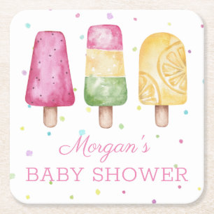 Porta-copo De Papel Quadrado Garota pronta para Chá de fraldas de Verão