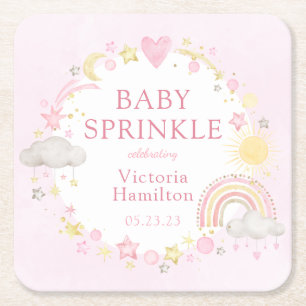 Porta-copo De Papel Quadrado Garota Watercolor Rainbow Baby Sprinkle