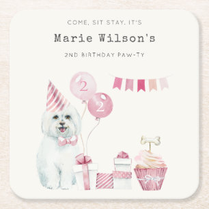 Porta-copo De Papel Quadrado Garotas Bonitas Festiam Cachorro De Papoila De Fes