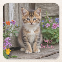 Porta-copo De Papel Quadrado Gatinho Gato