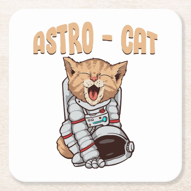 Porta-copo De Papel Quadrado Gato Astro (Frente)