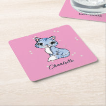 Gato azul bonito com nome personalizado rosa