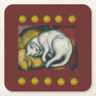 Porta-copo De Papel Quadrado Gato Branco