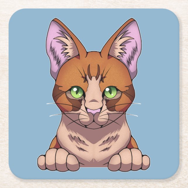 Porta-copo De Papel Quadrado Gato Cinto (Frente)