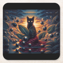 Gato Cósmico Surreal com Olhos e Estrelas Brilhant